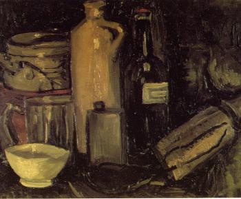 Vincent Van Gogh : Still Life with Pots,Jar and Bottles
